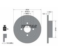 2x Disco de freno macizo 92063300 TEXTAR para NISSAN MICRA II