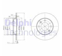 2x Disco de freno macizo BG3653 DELPHI para CITROËN PEUGEOT