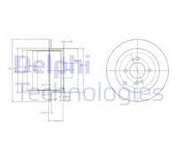 2x Disco de freno macizo BG4097 DELPHI para HYUNDAI KIA