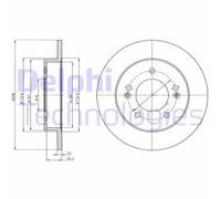 2x Disco de freno macizo BG4310 DELPHI para HYUNDAI KIA