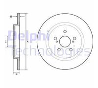 2x Disco de freno macizo BG4650C DELPHI para TOYOTA LEXUS