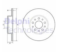 2x Disco de freno macizo BG4655C DELPHI para FIAT 500L
