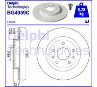 2x Disco de freno macizo BG4959C DELPHI para MAZDA CX-3