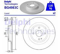 2x Disco de freno macizo BG4983C DELPHI para MAZDA FIAT ABARTH
