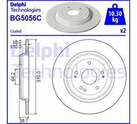 2x Disco de freno macizo BG5056C DELPHI para HONDA CR-V V ZR-V