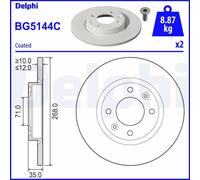 2x Disco de freno macizo BG5144C DELPHI para DS PEUGEOT OPEL CITROËN JEEP FIAT