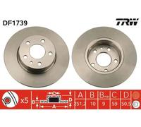 2x Disco de freno macizo DF1739 TRW para ALFA ROMEO LANCIA