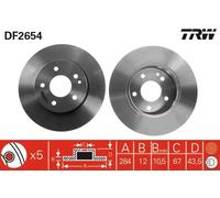 2x Disco de freno macizo DF2654 TRW para MERCEDES-BENZ CLASE C