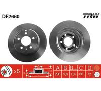 Disco de freno TRW DF2660 trasero, macizo, 1 Pieza