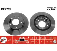 2x Disco de freno macizo DF2705 TRW para MAZDA FORD USA
