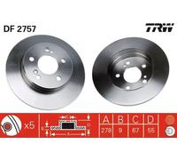 2x Disco de freno macizo DF2757 TRW para MERCEDES-BENZ CHRYSLER