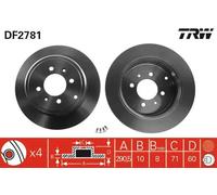 2x Disco de freno macizo DF2781 TRW para PEUGEOT 406 406 Break 406 Coupé
