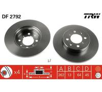 2x Disco de freno macizo DF2792 TRW para ROVER MG