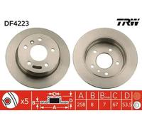 2x Disco de freno macizo DF4223 TRW para MERCEDES-BENZ CLASE A VANEO