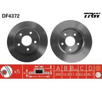 2x Disco de freno macizo DF4372 TRW para FORD C-MAX FOCUS II Turnier FOCUS II