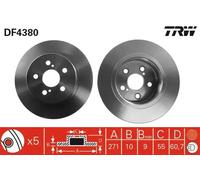 2x Disco de freno macizo DF4380 TRW para TOYOTA AVENSIS AVENSIS Liftback