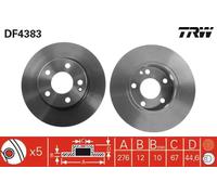 Disco de freno TRW LUC DF4383 delantero, macizo, 1 Pieza