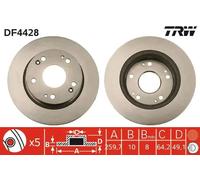 2x Disco de freno macizo DF4428 TRW para HONDA ACCORD VII