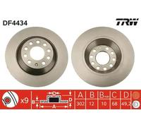2x Disco de freno macizo DF4434 TRW para AUDI A6 C6 A6 C6 Avant