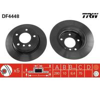 Disco de freno TRW LUC DF4448 hinten, macizo, 1 Pieza