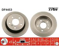 2x Disco de freno macizo DF4453 TRW para MERCEDES-BENZ CLASE A
