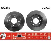 2x Disco de freno macizo DF4463 TRW para SMART MITSUBISHI
