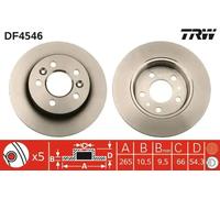 2x Disco de freno macizo DF4546 TRW para RENAULT ESPACE III AVANTIME