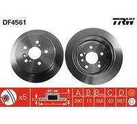 2x Disco de freno macizo DF4561 TRW para TOYOTA PREVIA II AVENSIS VERSO
