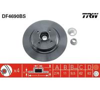 2x Disco de freno macizo DF4690BS TRW para RENAULT GRAND SCÉNIC II SCÉNIC II