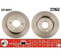 2x Disco de freno macizo DF4801 TRW para KIA HYUNDAI