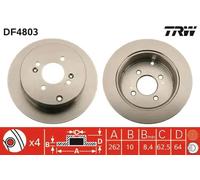 2x Disco de freno macizo DF4803 TRW para HYUNDAI KIA