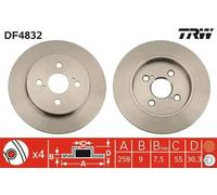 2x Disco de freno macizo DF4832 TRW para ASTON MARTIN TOYOTA