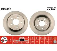 2x Disco de freno macizo DF4878 TRW para JEEP WRANGLER I GRAND CHEROKEE I