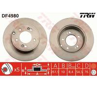 2x Disco de freno macizo DF4980 TRW para HYUNDAI KIA