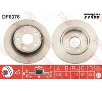 2x Disco de freno macizo DF6376 TRW para MERCEDES-BENZ CLASE B Sports Tourer