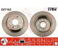 2x Disco de freno macizo DF7163 TRW para HONDA STREAM FR-V