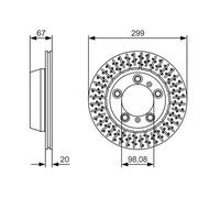 2x Disco de freno perforado 0 986 479 A09 BOSCH para PORSCHE BOXSTER CAYMAN