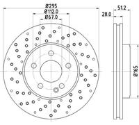 2x Disco de freno perforado 8DD 355 129-681 HELLA para MERCEDES-BENZ CLA Coupé