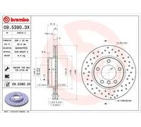 2x Disco de freno perforado/ventil. int. 09.5390.3X BREMBO para BMW 3 3 Coupé