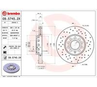 2x Disco de freno perforado/ventil. int. 09.5745.2X BREMBO para AUDI VW SKODA