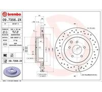 2x Disco de freno perforado/ventil. int. 09.7356.2X BREMBO para NISSAN