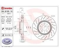 2x Disco de freno perforado/ventil. int. 09.9130.1X BREMBO para VOLVO V70 I
