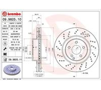2x Disco de freno perforado/ventil. int. 09.9825.11 BREMBO para MERCEDES-BENZ SL