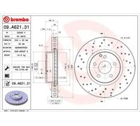 Disco de freno BREMBO 09A62131 delantero, ventilado , altamente carbonizado, 1 Pieza