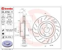 2x Disco de freno perforado/ventil. int. 09.A732.11 BREMBO para MERCEDES-BENZ