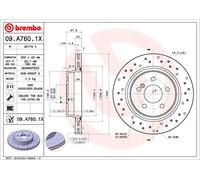 2x Disco de freno perforado/ventil. int. 09.A760.1X BREMBO para MERCEDES-BENZ