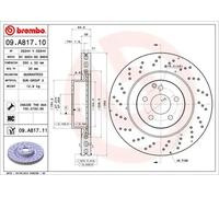 2x Disco de freno perforado/ventil. int. 09.A817.11 BREMBO para MERCEDES-BENZ SL