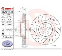 2x Disco de freno perforado/ventil. int. 09.A819.11 BREMBO para MERCEDES-BENZ SL