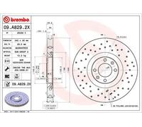 2x Disco de freno perforado/ventil. int. 09.A829.2X BREMBO para CITROËN PEUGEOT
