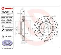 Brembo 09.A866.1X Disco de freno delantero Xtra con pintura UV, juego de 1